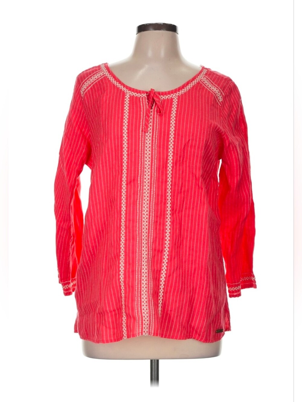 RARE 2017 NWT Eddie BAUER Boho Embroidered Peasant Linen Blouse Top Sz M Striped